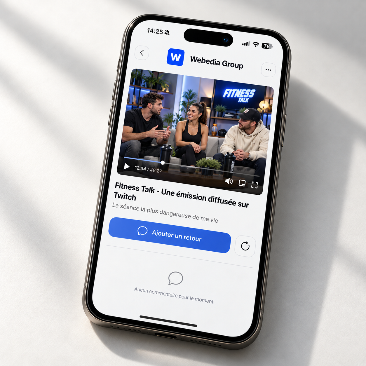 Feedback Video présenté dans un téléphone